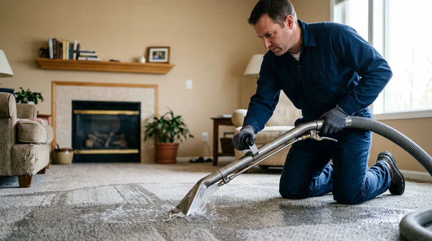 Water damage restoration technician working near Nome, TX